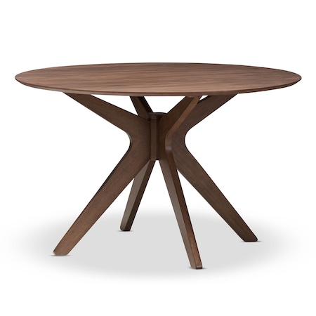 Baxton Studio Monte Mid-Century Modern Walnut Wood 47-Inch Round Dining Table 134-7175